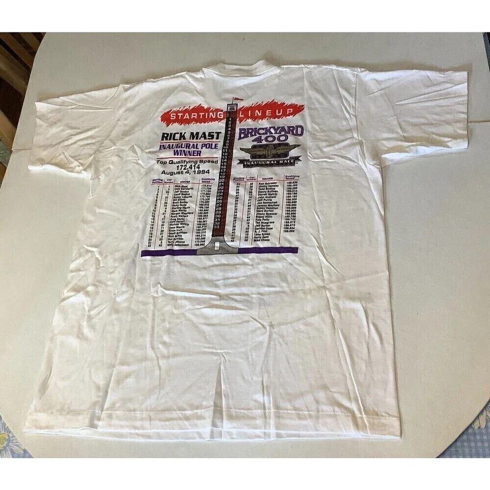 Vintage 1994 Brickyard 400 Inaugural Race T-Shirt Double Sided Print Size XL